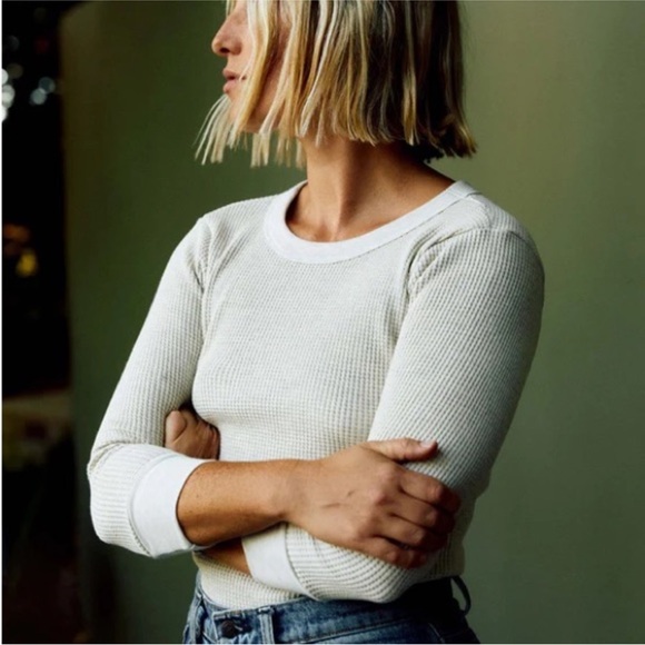 imogene + willie Tops - Imogene + Willie Waffle Knit Long Sleeve Tee | Heather Gray | Size XS